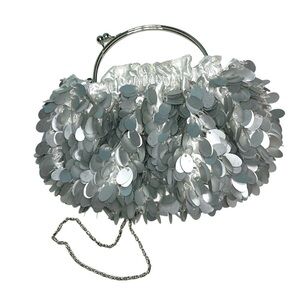 90's KISS LOCK METAL handle with chain Silver sequins clear beads